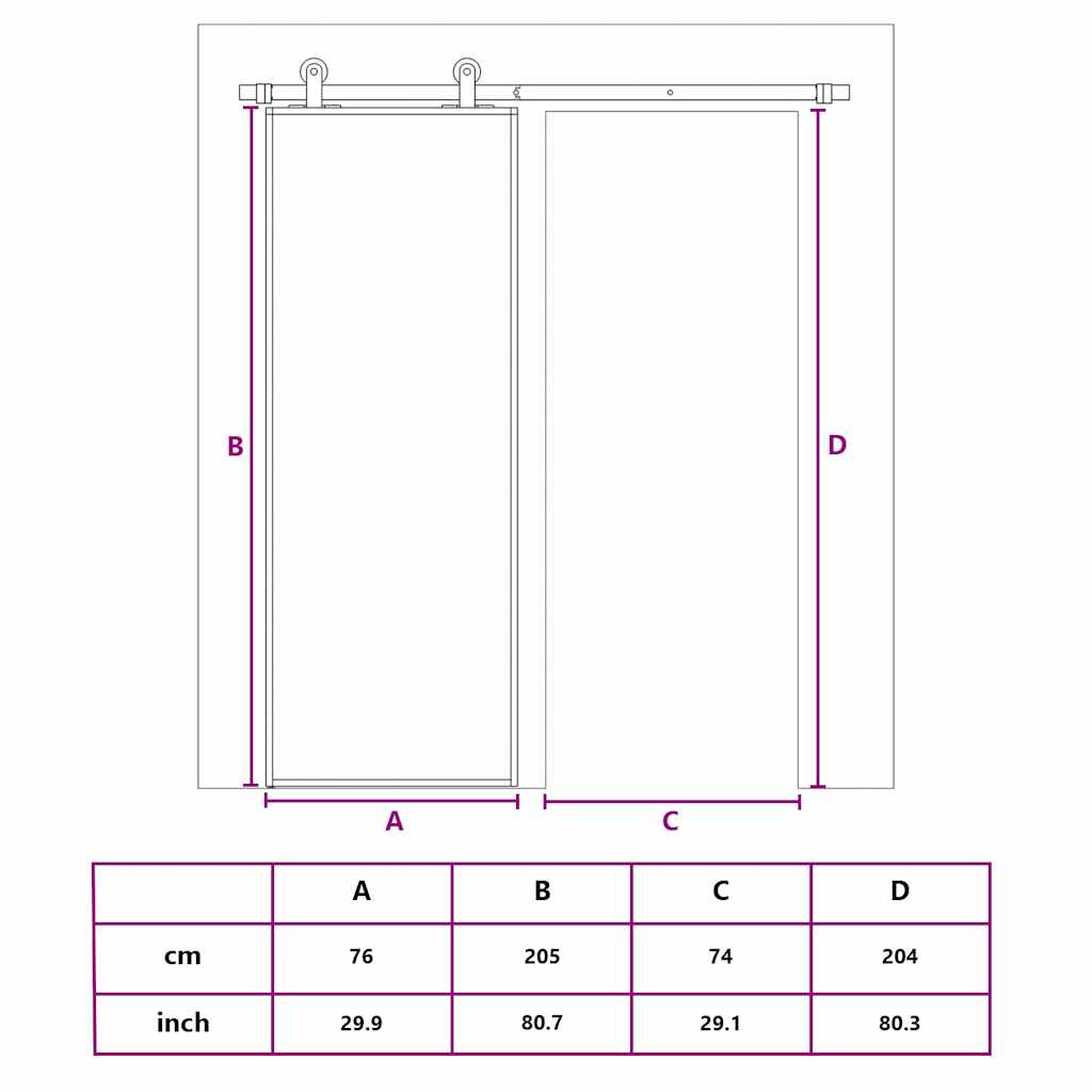 Klizna vrata od mutnog stakla ESG i aluminija 76x205 cm bijela