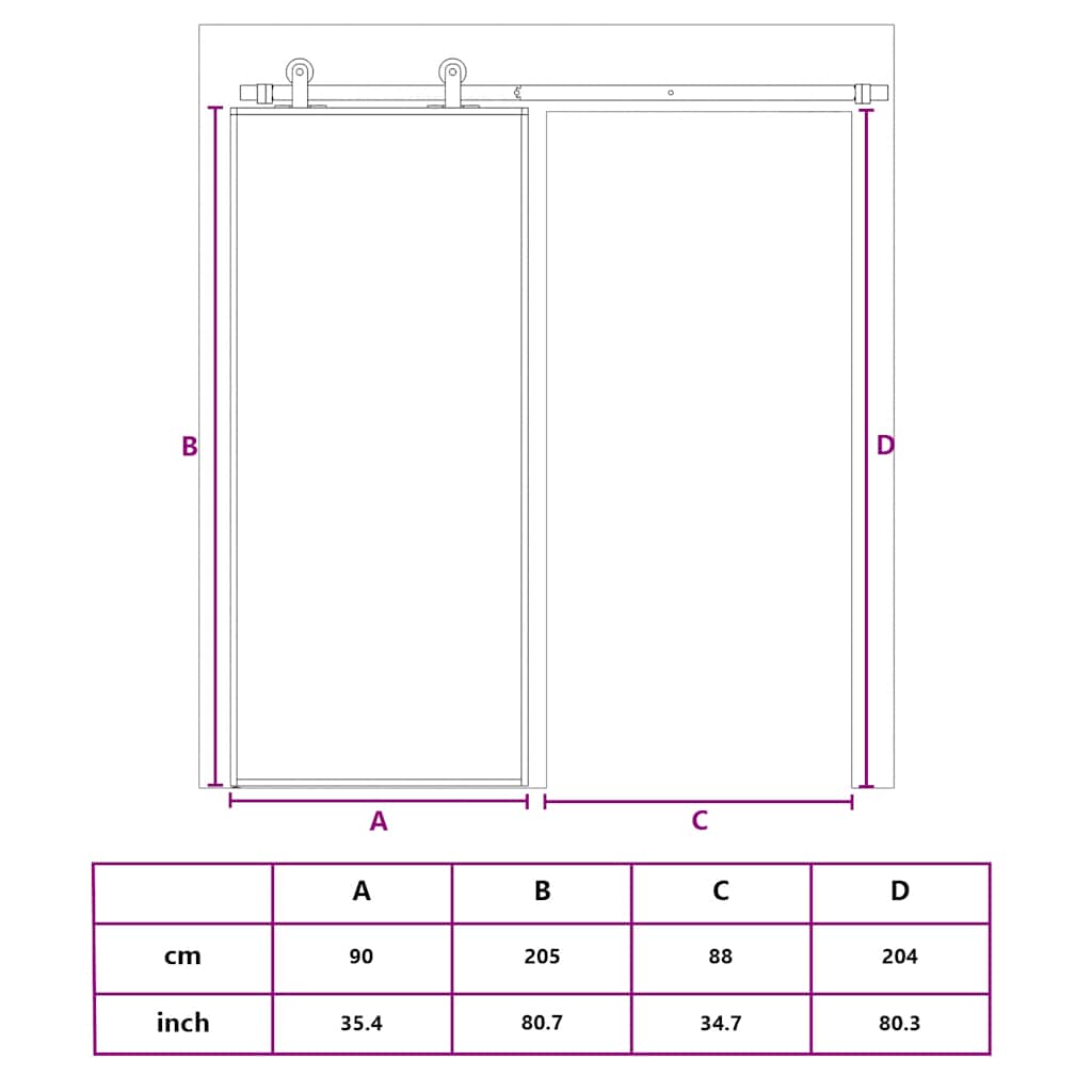 Klizna vrata od stakla ESG i aluminija 90 x 205 cm bijela