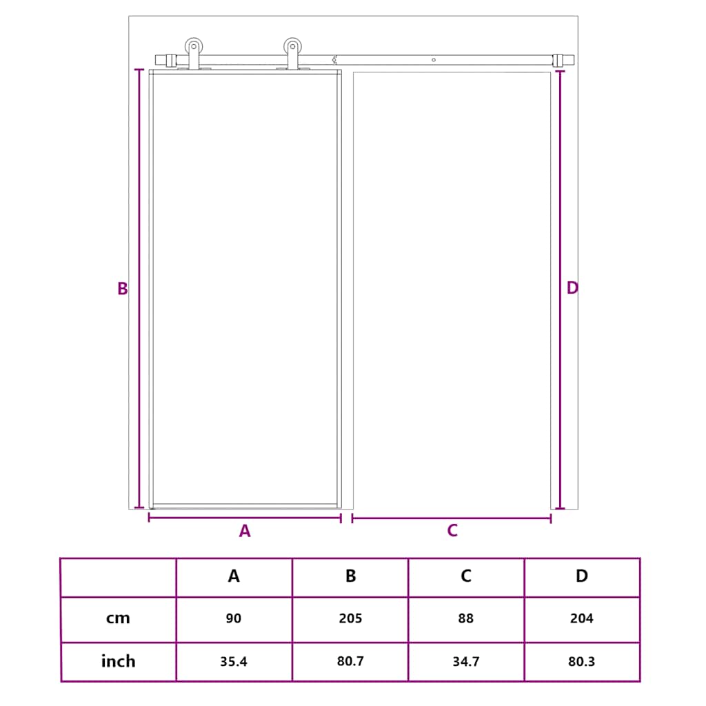 Klizna vrata od mutnog stakla ESG i aluminija 90x205 cm bijela