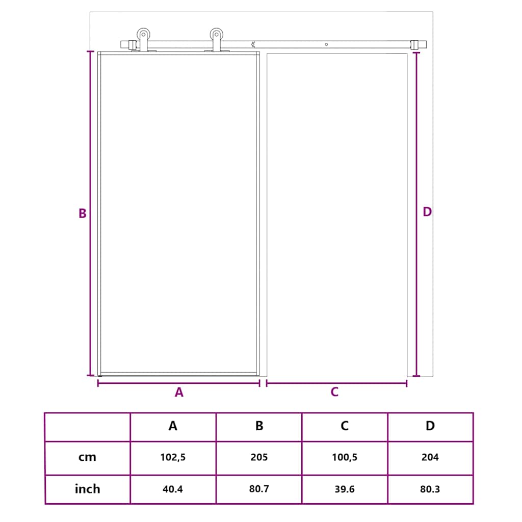 Klizna vrata od stakla ESG i aluminija 102,5 x 205 cm bijela