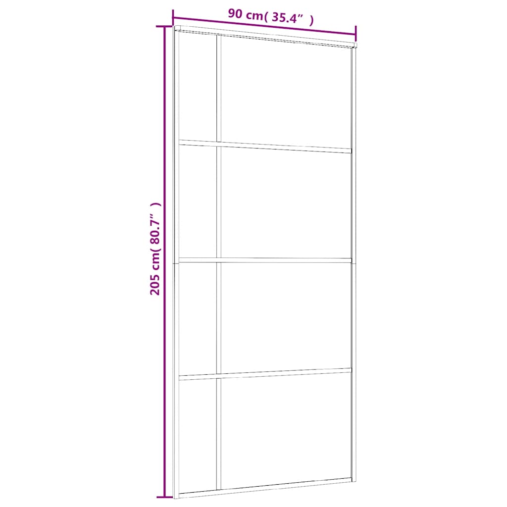 Klizna vrata od mutnog stakla ESG i aluminija 90 x 205 cm crna