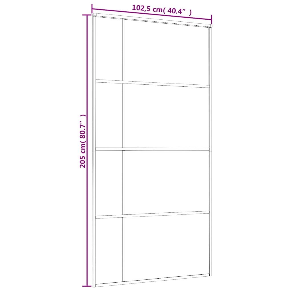 Klizna vrata od stakla ESG i aluminija 102,5 x 205 cm crna