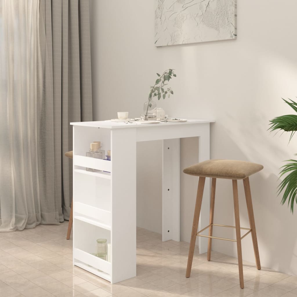 Barski stol sa stalkom za pohranu bijeli 102x50x103,5 cm drveni