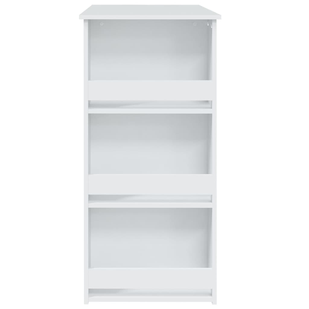 Barski stol sa stalkom za pohranu bijeli 102x50x103,5 cm drveni