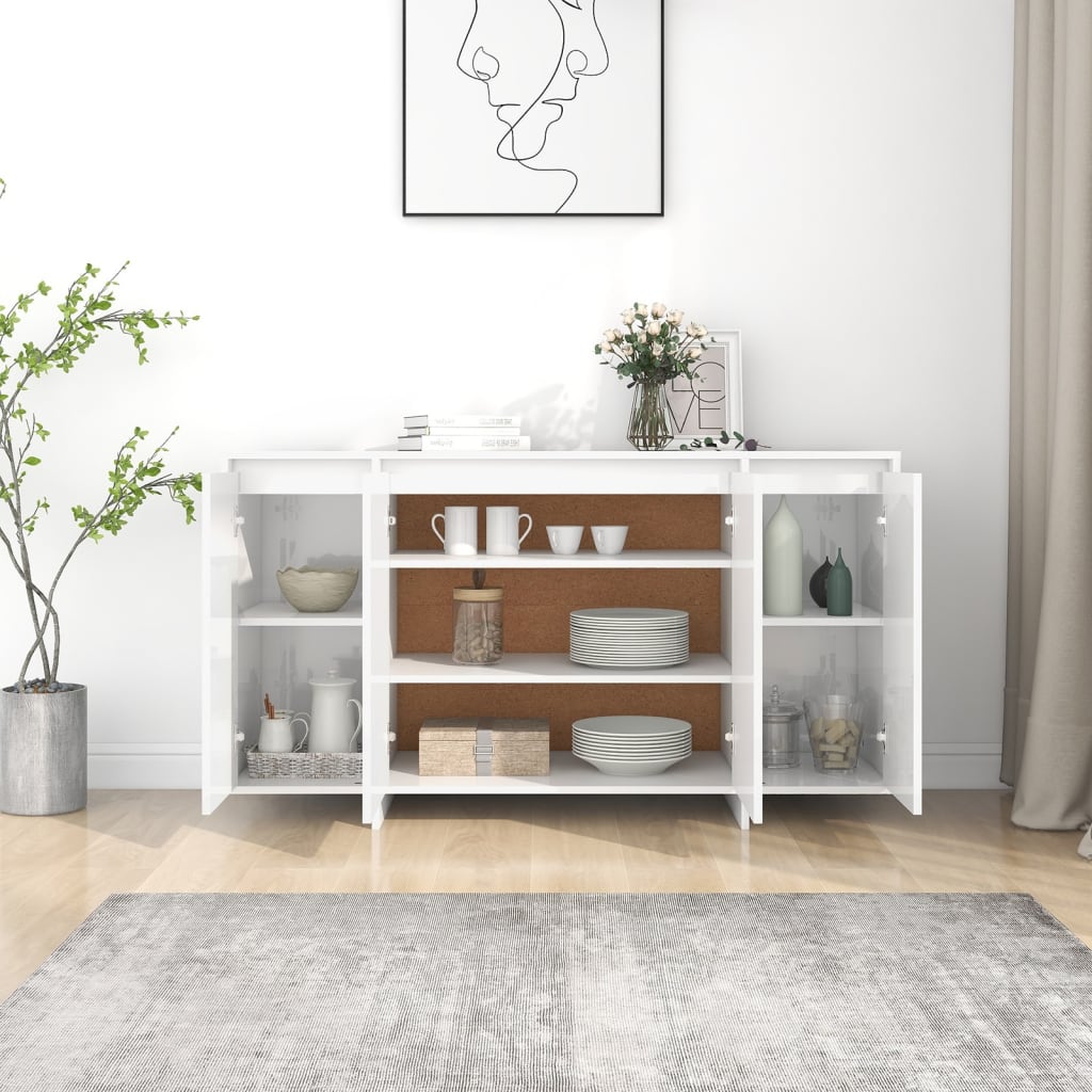 Komoda sjajna bijela 135 x 41 x 75 cm od konstruiranog drva