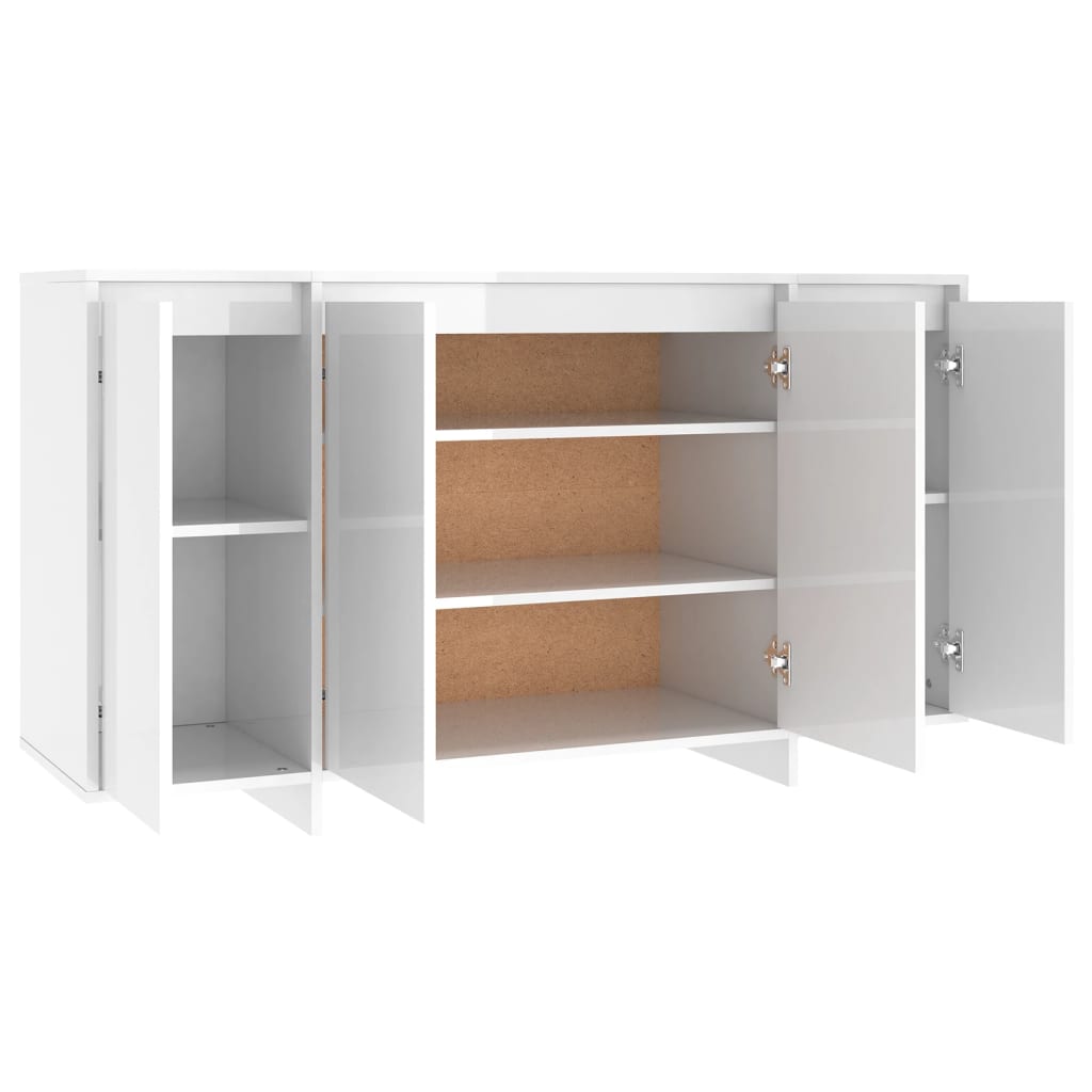 Komoda sjajna bijela 135 x 41 x 75 cm od konstruiranog drva