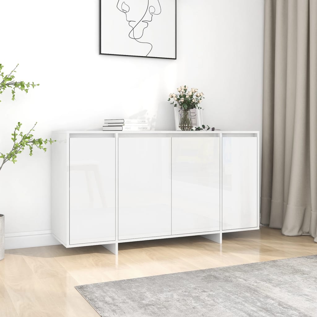 Komoda sjajna bijela 135 x 41 x 75 cm od konstruiranog drva
