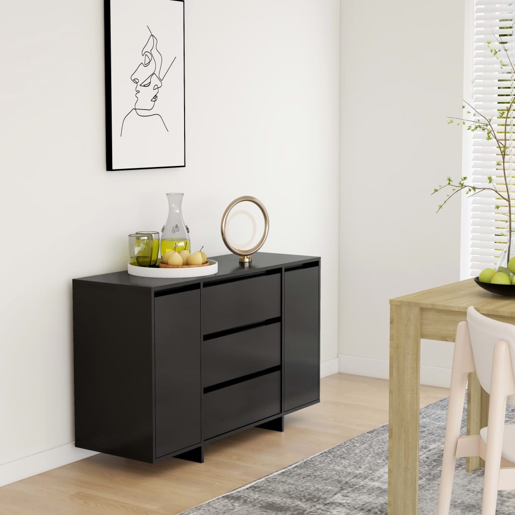 Komoda s 3 ladice crna 120 x 41 x 75 cm konstruirano drvo