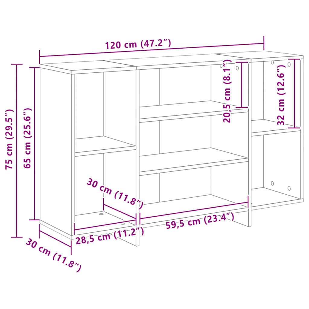 Komoda boja hrasta sonome 120 x 30 x 75 cm konstruirano drvo