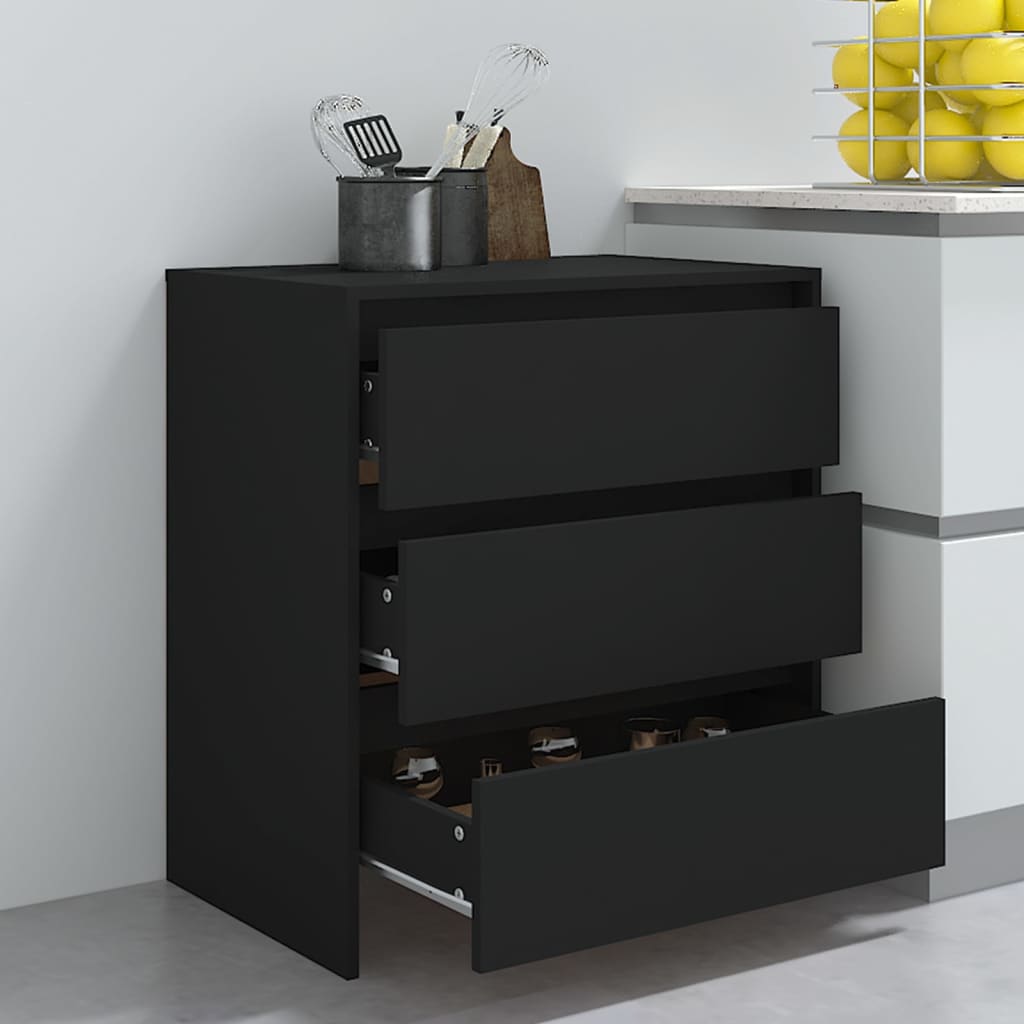 Komoda crna 70 x 41 x 75 cm od konstruiranog drva