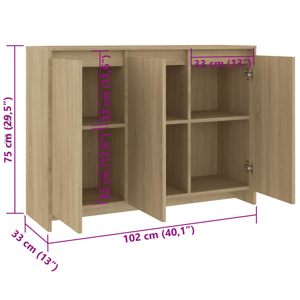 Komoda boja hrasta sonome 102 x 33 x 75 cm konstruirano drvo
