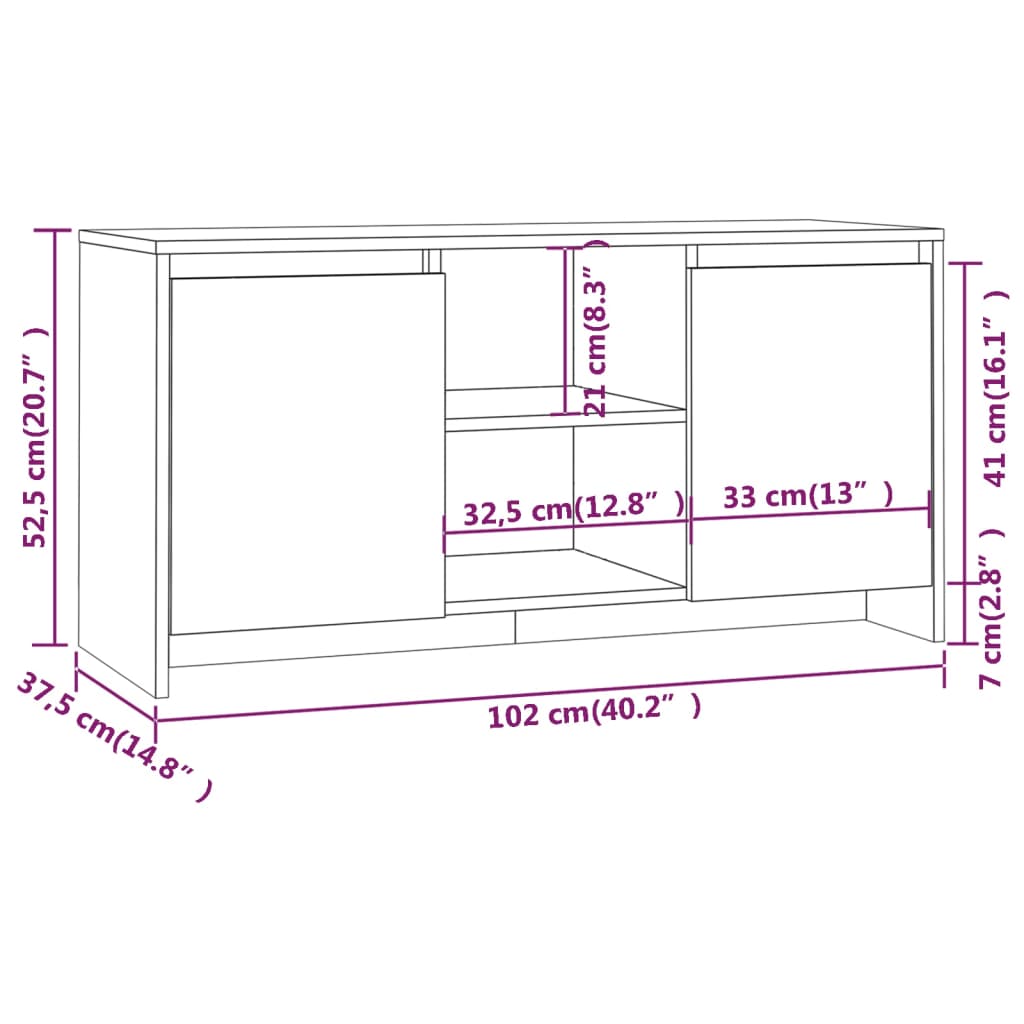 TV ormarić boja betona 102x37,5x52,5 cm od konstruiranog drva