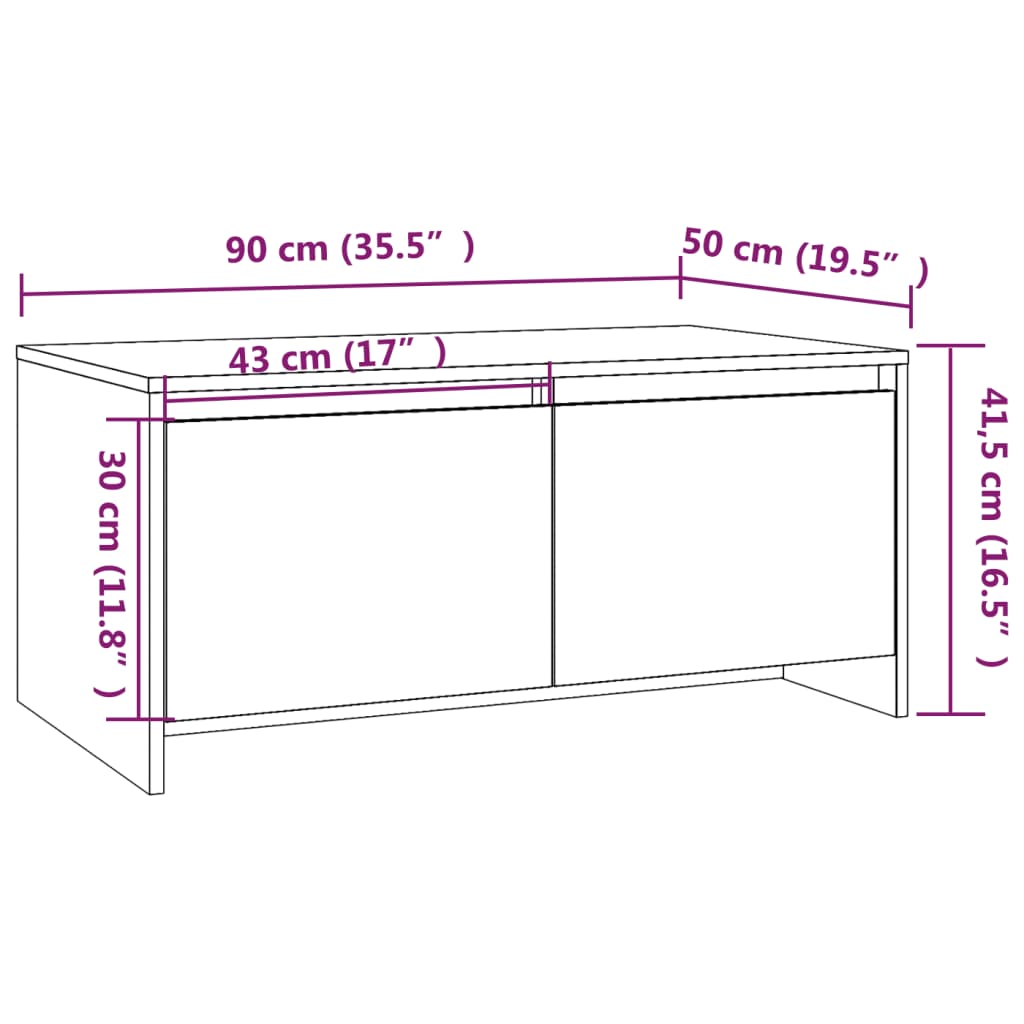 Stolić za kavu sjajni bijeli 90x50x41,5 cm konstruirano drvo