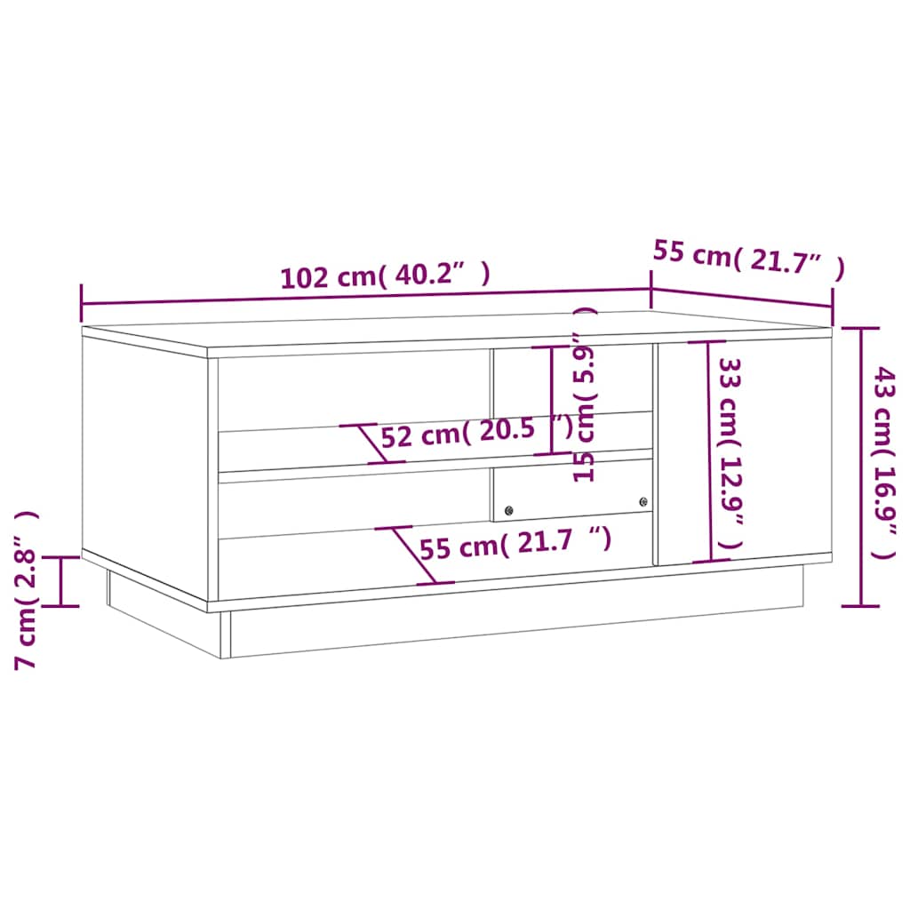 Stolić za kavu crni 102 x 55 x 43 cm od iverice