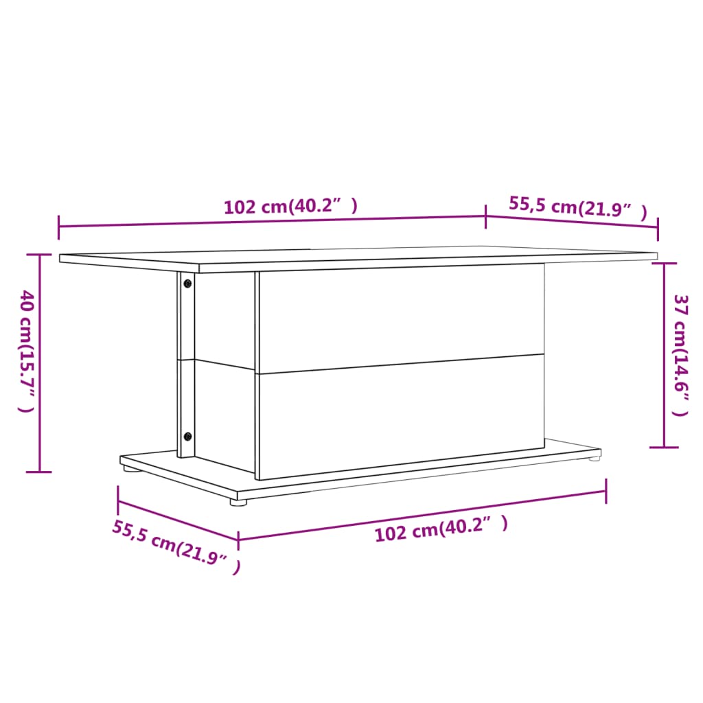 Stolić za kavu bijeli 102 x 55,5 x 40 cm konstruirano drvo