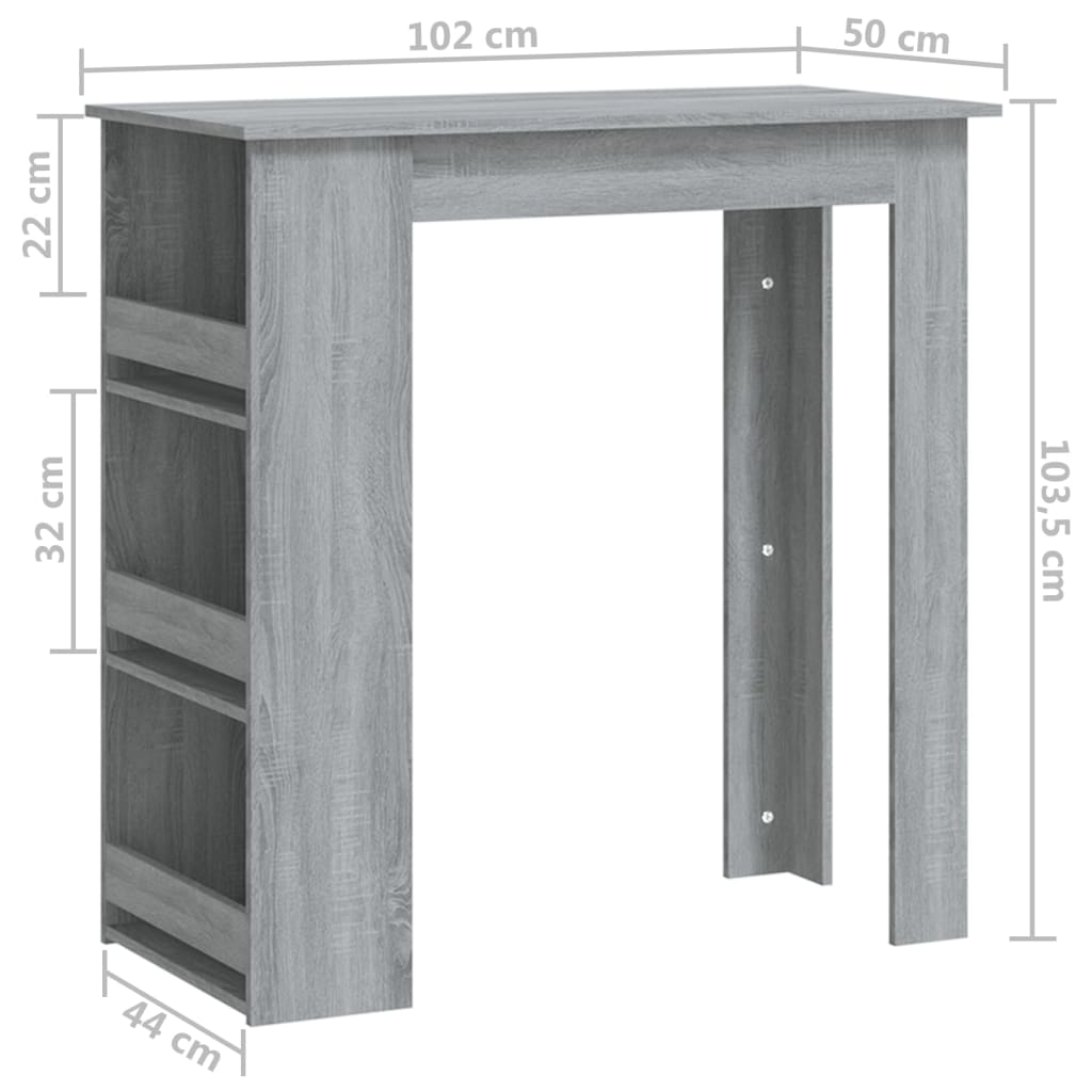 Barski stol sa stalkom siva boja hrasta 102x50x103,5 cm drveni