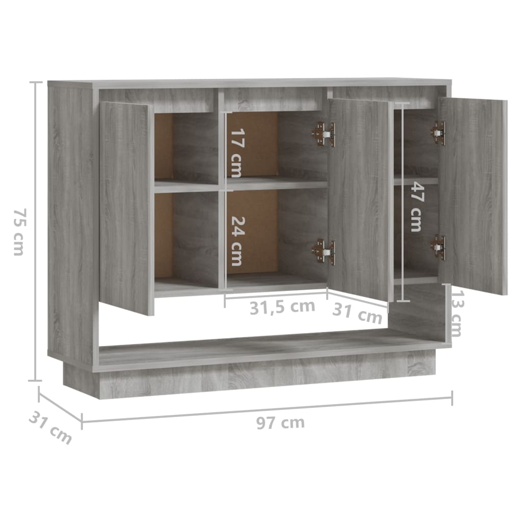 Komoda siva boja hrasta 97 x 31 x 75 cm od konstruiranog drva