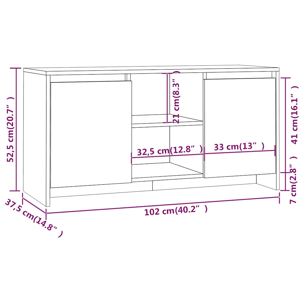 TV ormarić boja hrasta 102 x 37,5 x 52,5 cm konstruirano drvo