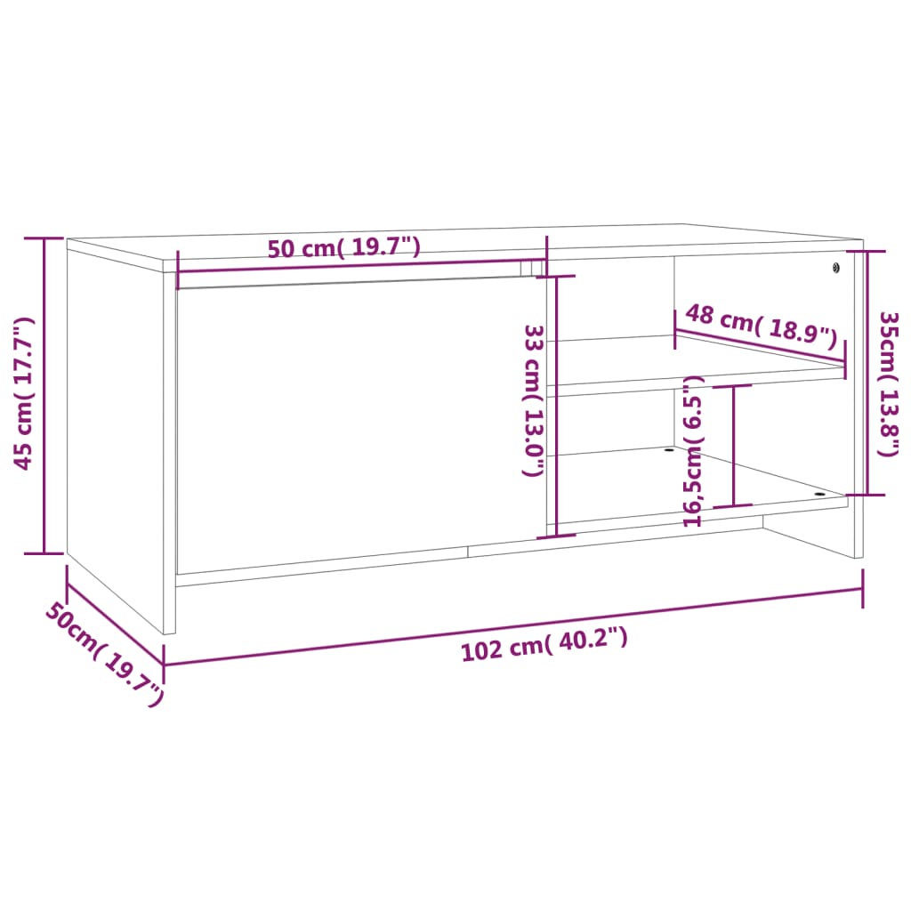 Stolić za kavu boja hrasta 102x50x45 cm konstruirano drvo