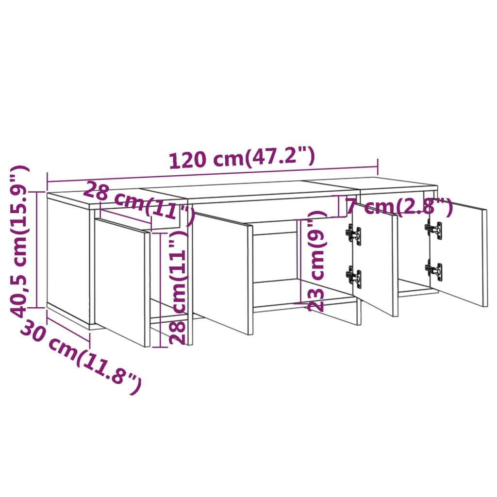 TV ormarić boja dimljenog hrasta 120x30x40,5 konstruirano drvo