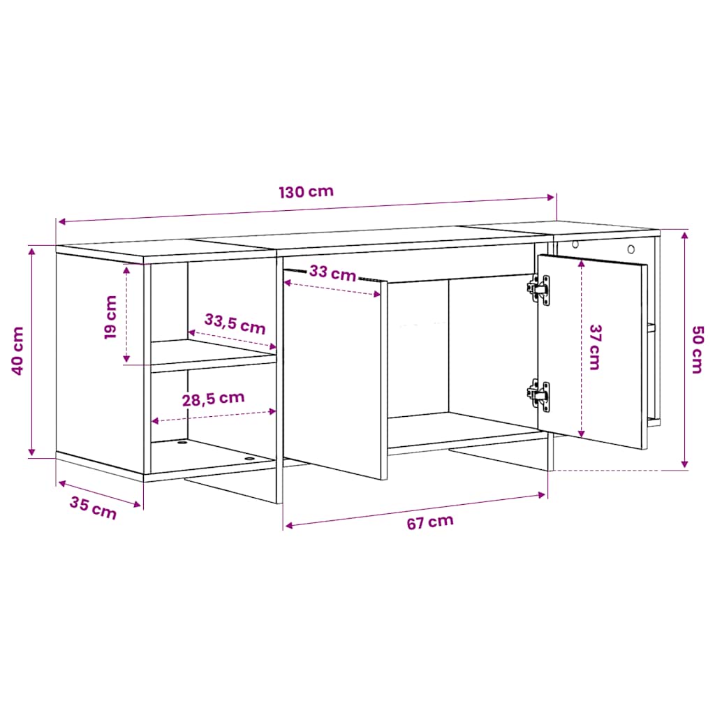 TV ormarić boja dimljenog hrasta 130 x 35 x 50 cm od iverice