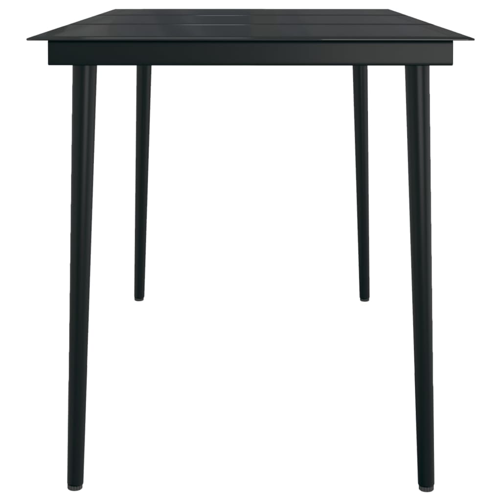 Vrtni blagovaonski stol crni 140x70x74 cm od čelika i stakla