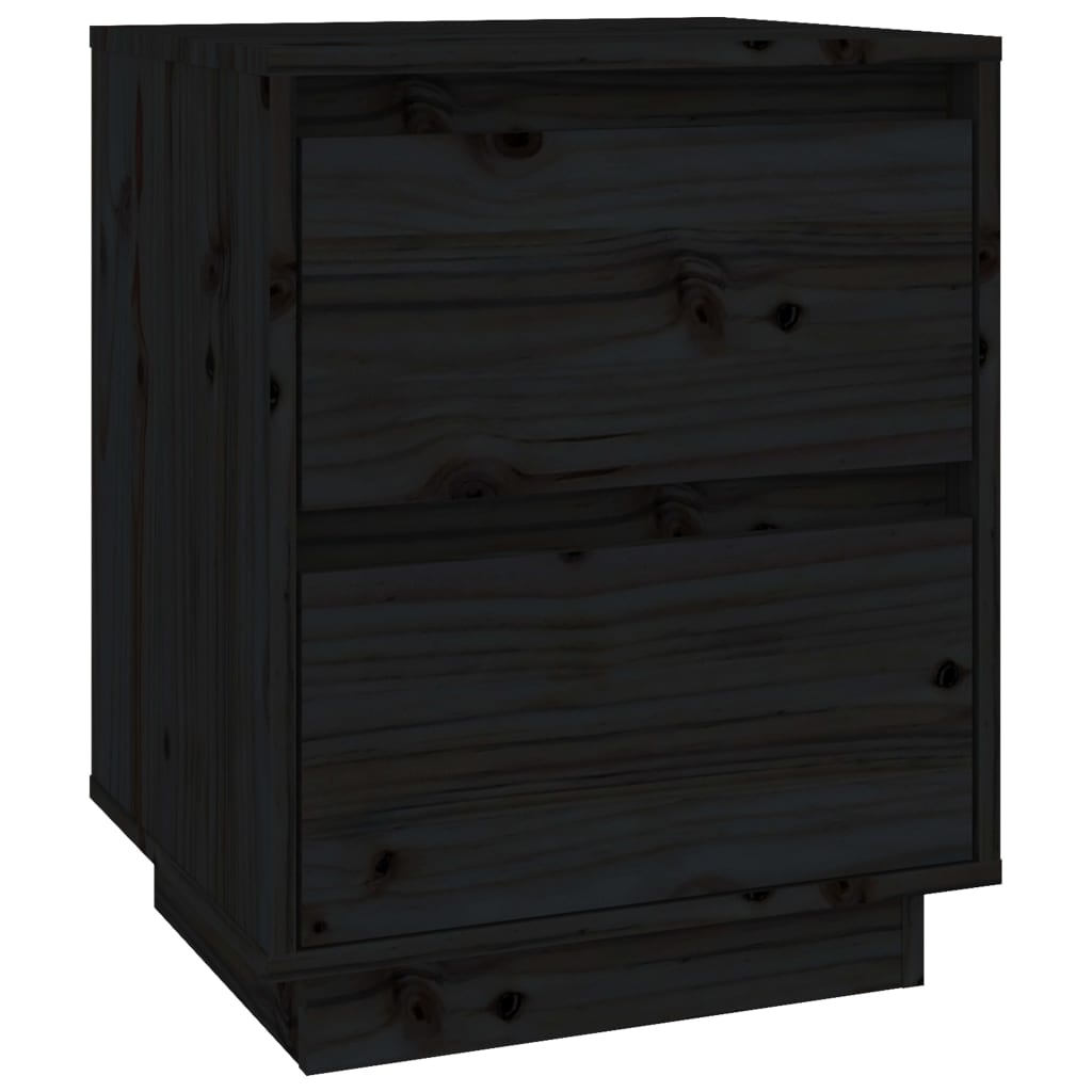 Noćni ormarići 2 kom crni 40 x 35 x 50 cm od masivne borovine