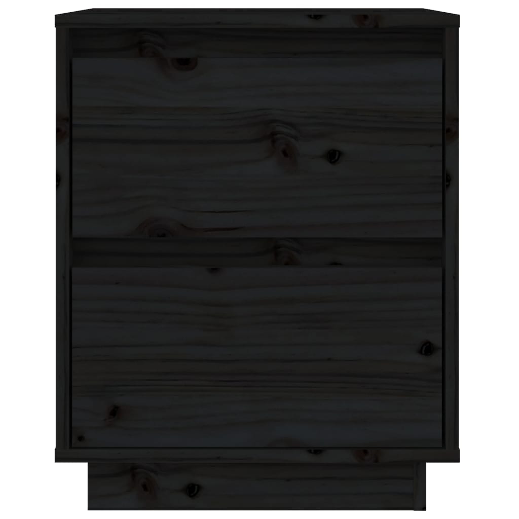 Noćni ormarići 2 kom crni 40 x 35 x 50 cm od masivne borovine