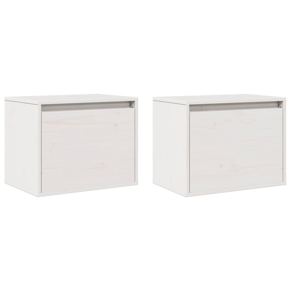 Zidni ormarići 2 kom bijeli 45 x 30 x 35 cm od masivne borovine