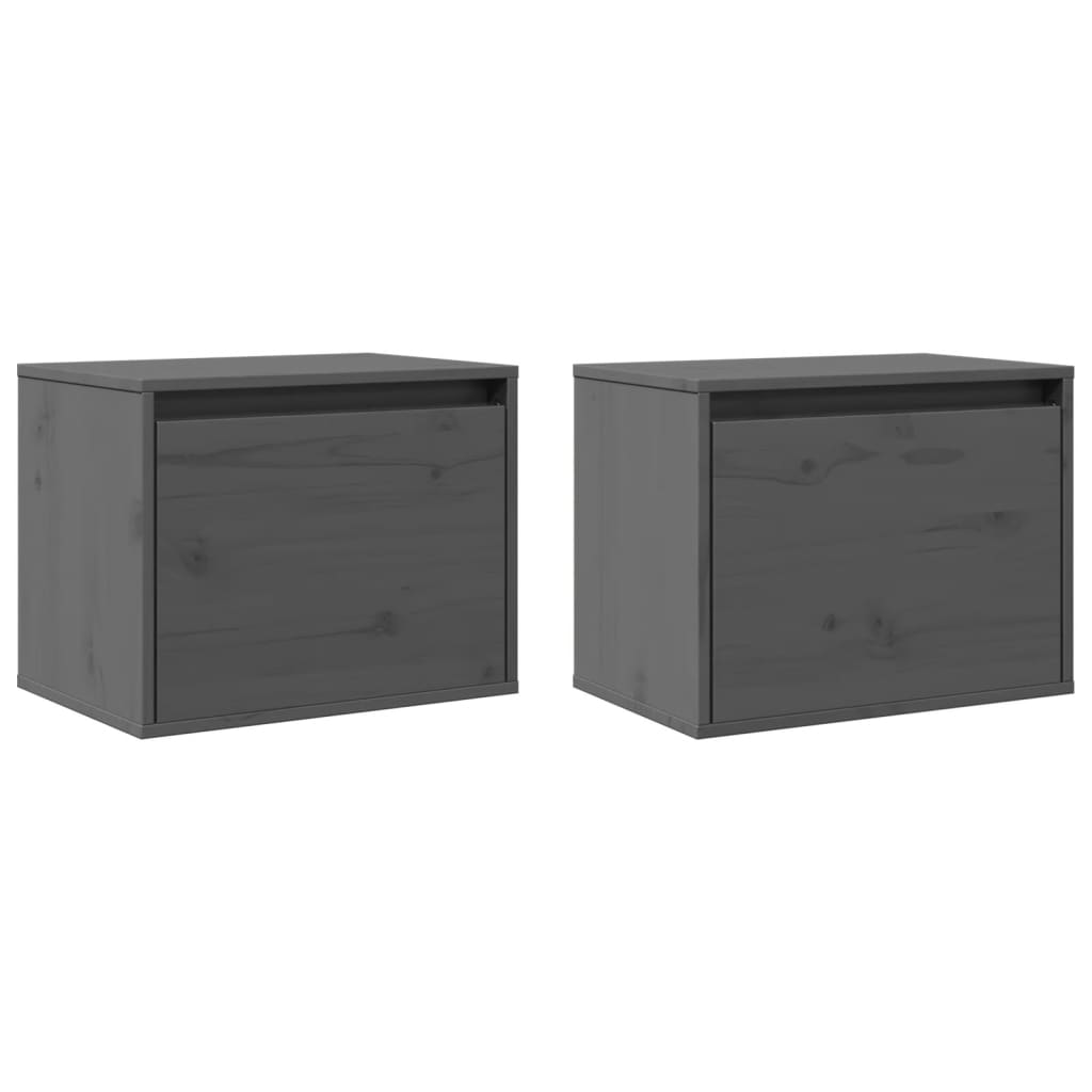 Zidni ormarići 2 kom sivi 45 x 30 x 35 cm od masivne borovine