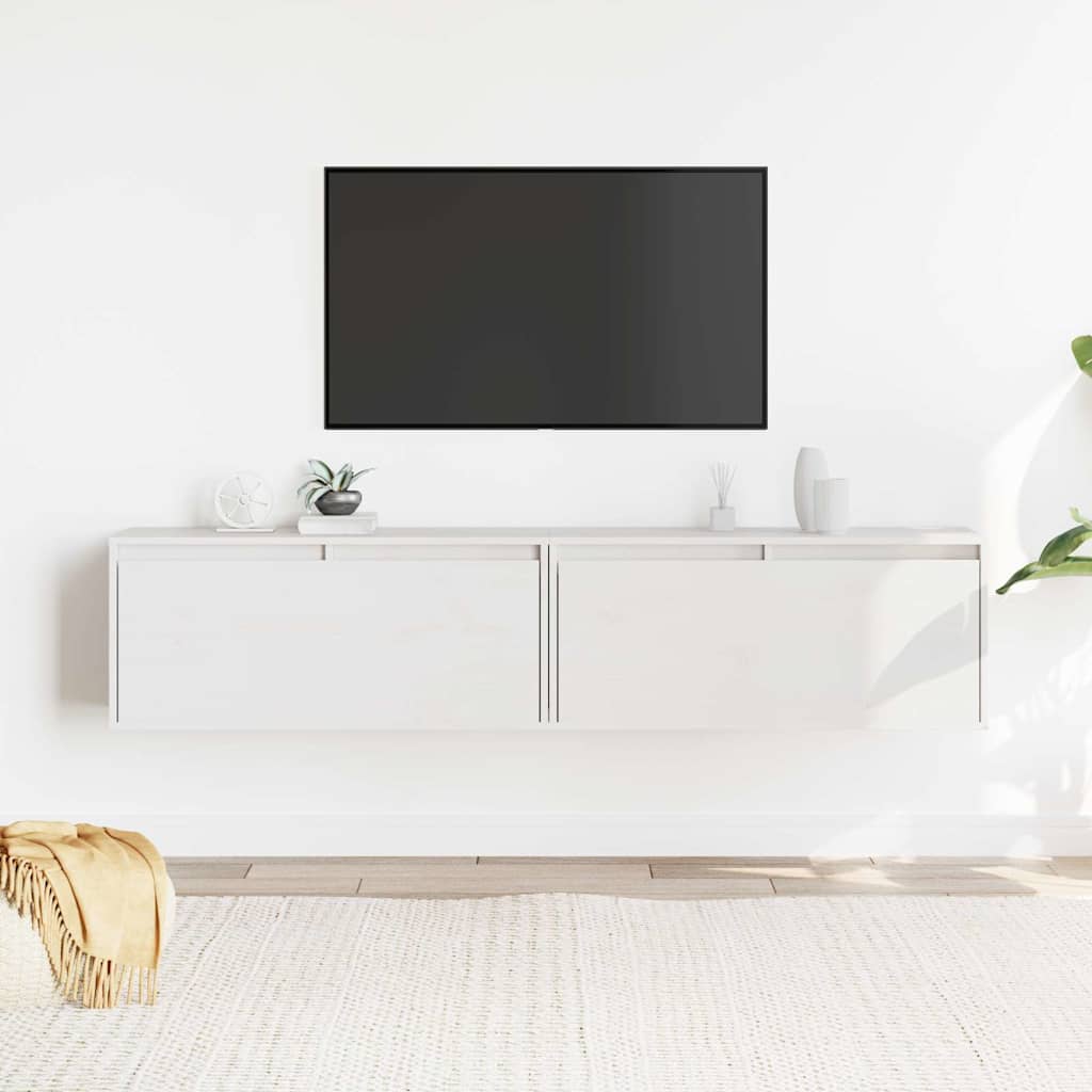 Zidni ormarići 2 kom bijeli 80 x 30 x 35 cm od masivne borovine