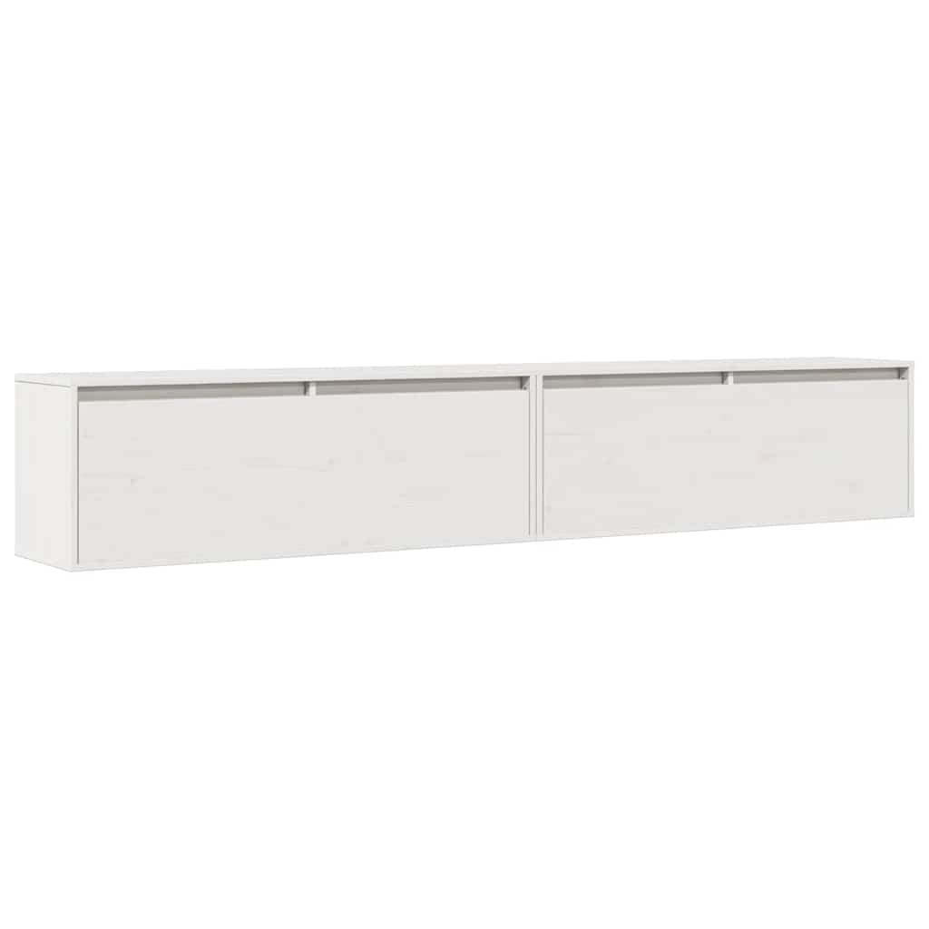 Zidni ormarići 2 kom bijeli 100 x 30 x 35 cm masivna borovina