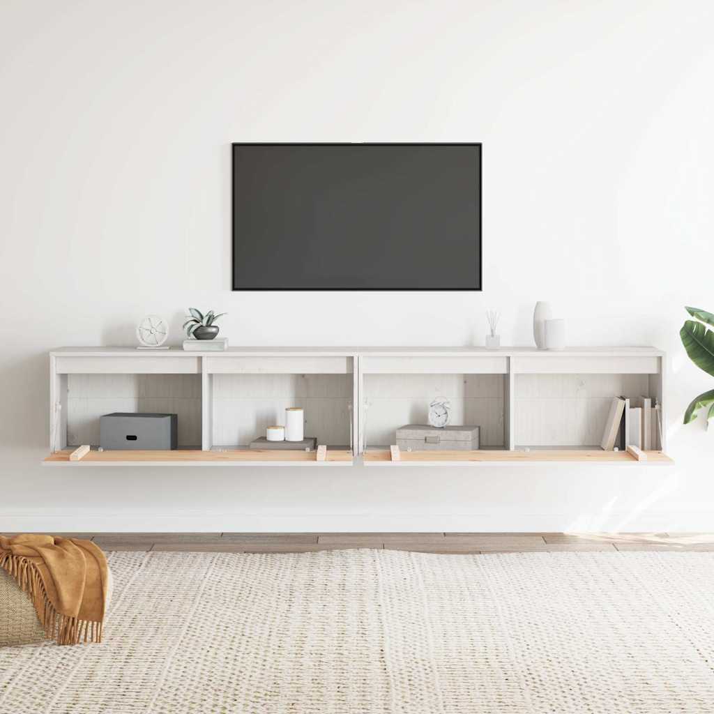Zidni ormarići 2 kom bijeli 100 x 30 x 35 cm masivna borovina