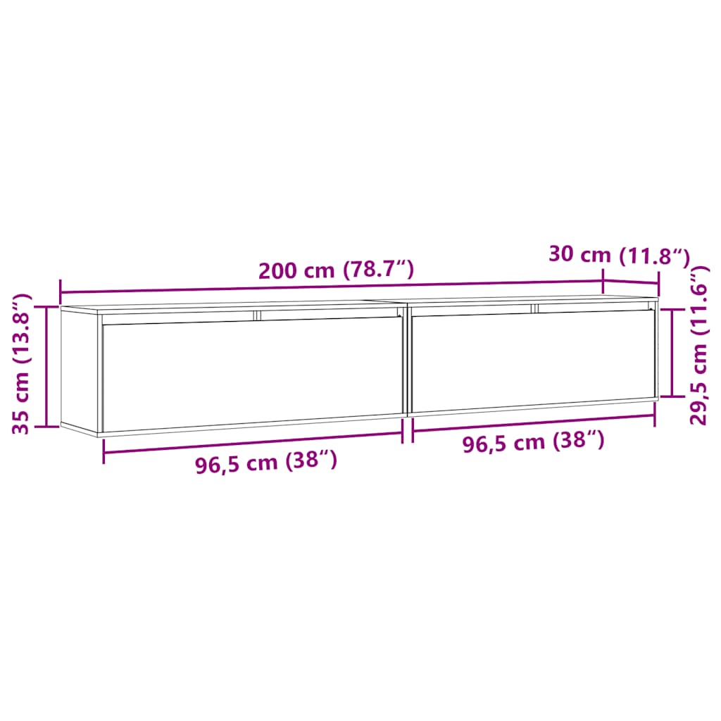 Zidni ormarići 2 kom bijeli 100 x 30 x 35 cm masivna borovina