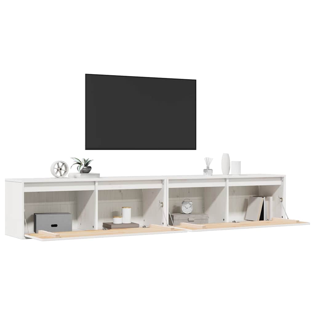 Zidni ormarići 2 kom bijeli 100 x 30 x 35 cm masivna borovina