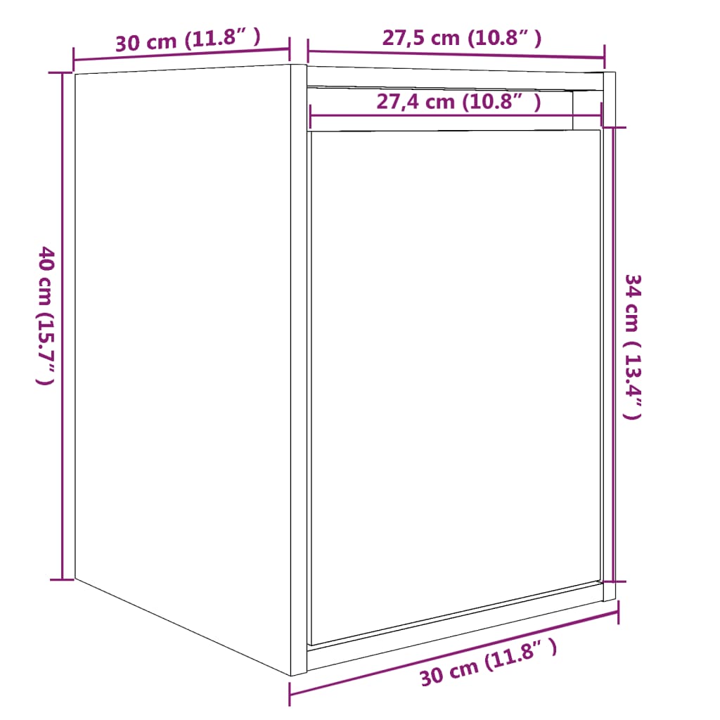 Zidni ormarići 2 kom bijeli 30 x 30 x 40 cm od masivne borovine