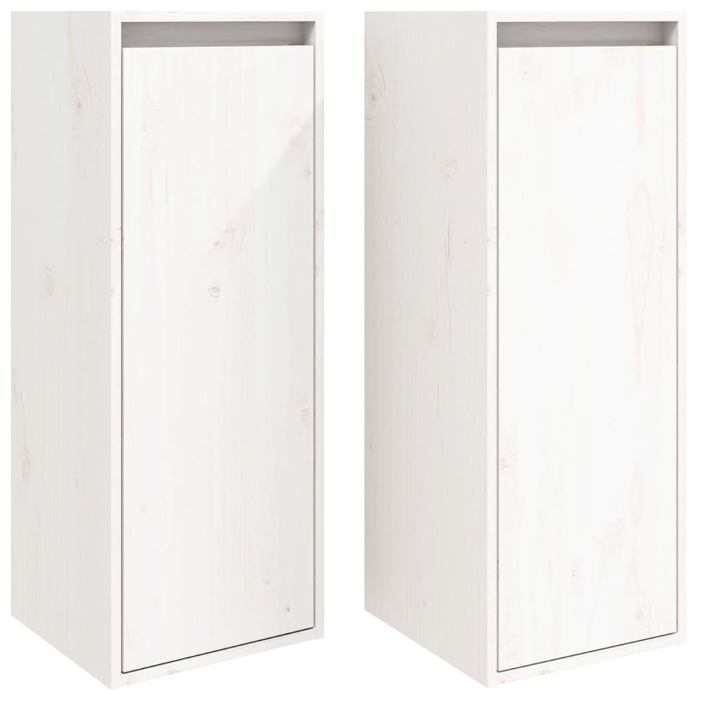 Zidni ormarići 2 kom bijeli 30 x 30 x 80 cm od masivne borovine