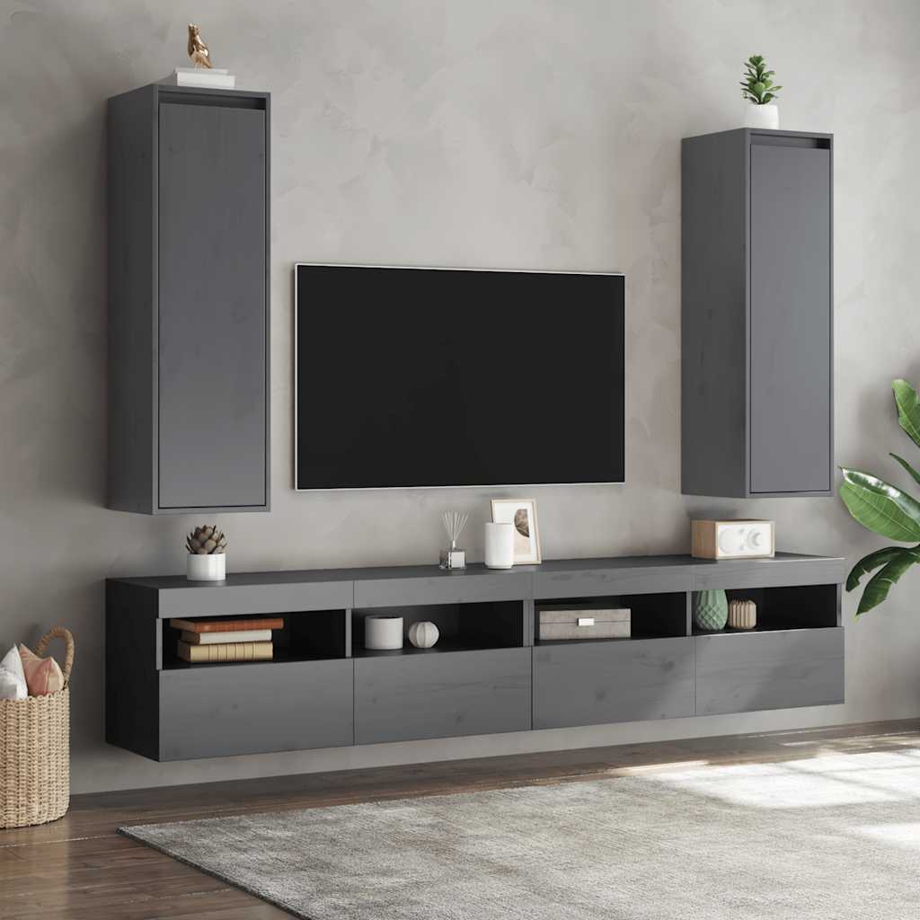Zidni ormarići 2 kom sivi 30 x 30 x 100 cm od masivne borovine