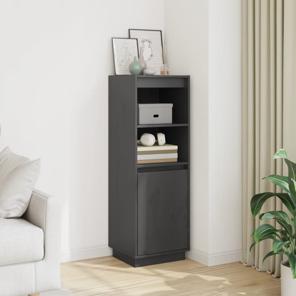 Visoka komoda siva 37 x 34 x 110 cm od masivne borovine