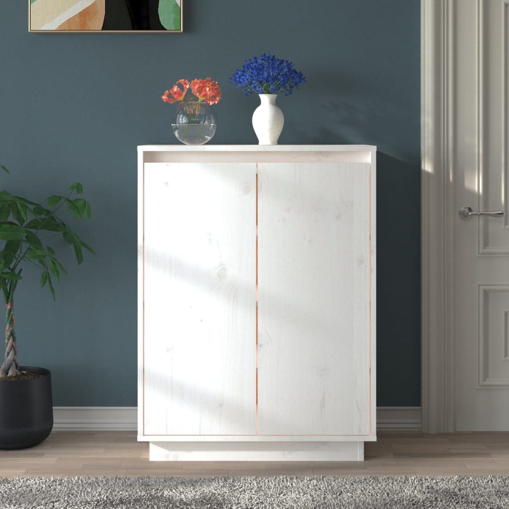 Ormarić za cipele bijeli 60 x 35 x 80 cm od masivne borovine
