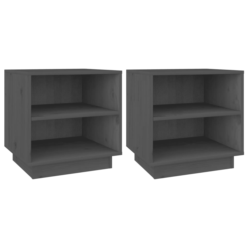 Noćni ormarići 2 kom sivi 40 x 34 x 40 cm od masivne borovine