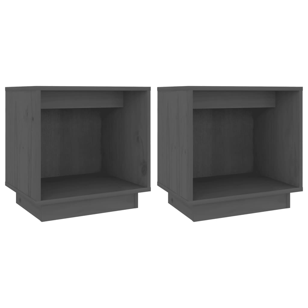 Noćni ormarići 2 kom sivi 40 x 30 x 40 cm od masivne borovine