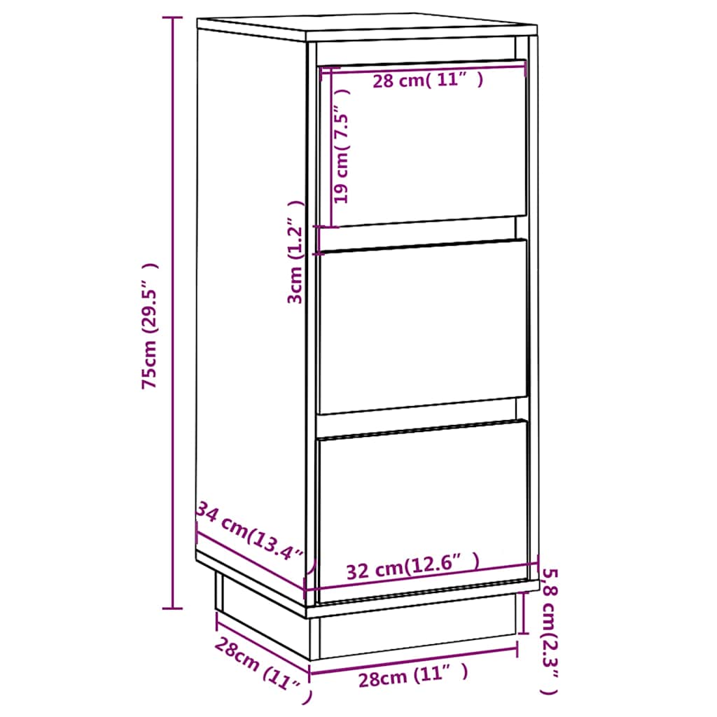Komode 2 kom crne 32 x 34 x 75 cm od masivne borovine