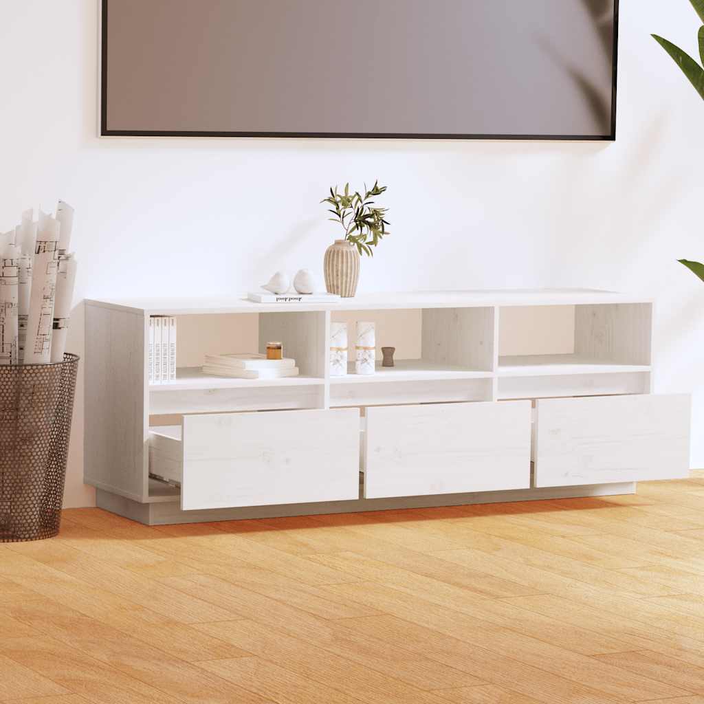 TV ormarić bijeli 140 x 37 x 50 cm od masivne borovine