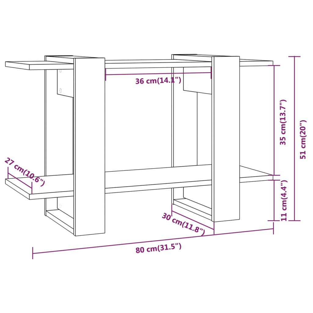 Ormarić za knjige / pregrada boja dimljenog hrasta 80x30x51 cm