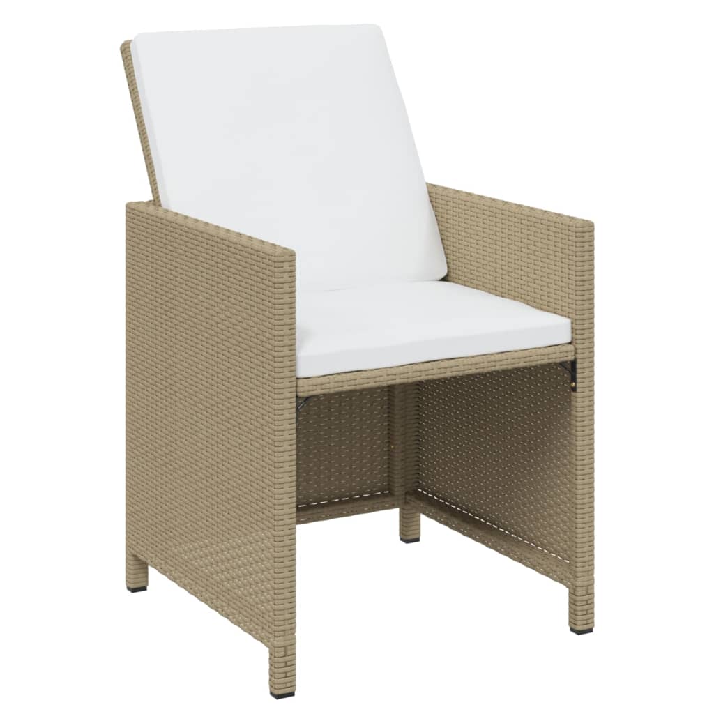 13-dijelni vrtni blagovaonski set od poliratana s jastucima bež