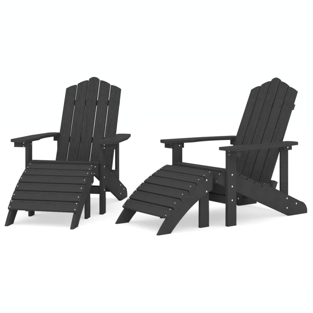 Vrtne stolice Adirondack s osloncem za noge 2 kom HDPE antracit