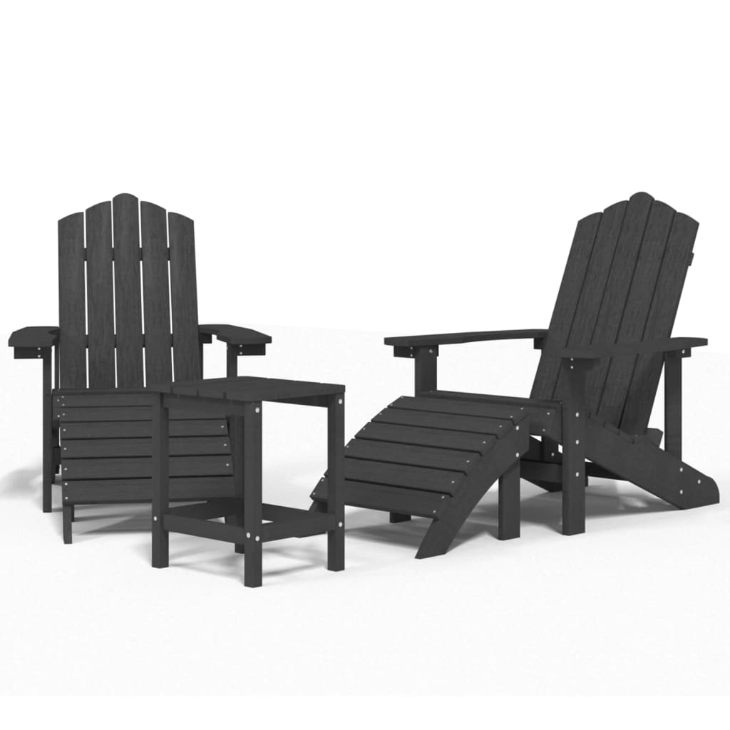 Vrtne stolice Adirondack s osloncem i stolićem HDPE antracit