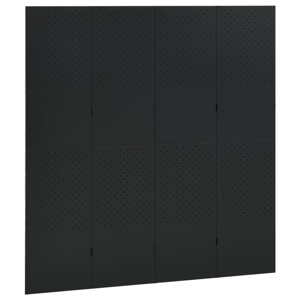 Sobne pregrade s 4 panela 2 kom crne 160 x 180 cm čelične
