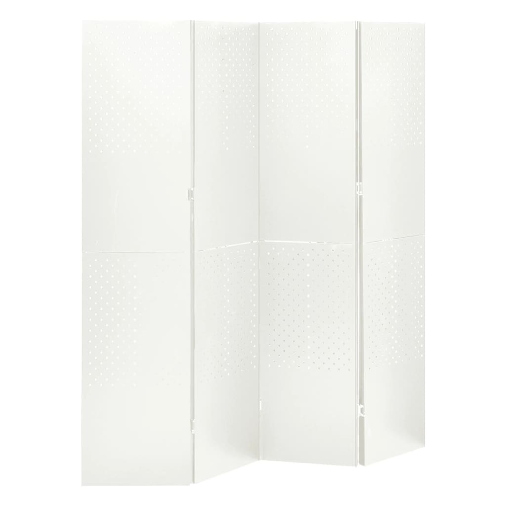 Sobne pregrade s 4 panela 2 kom bijele 160 x 180 cm čelične